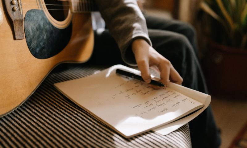 guitar and notebook