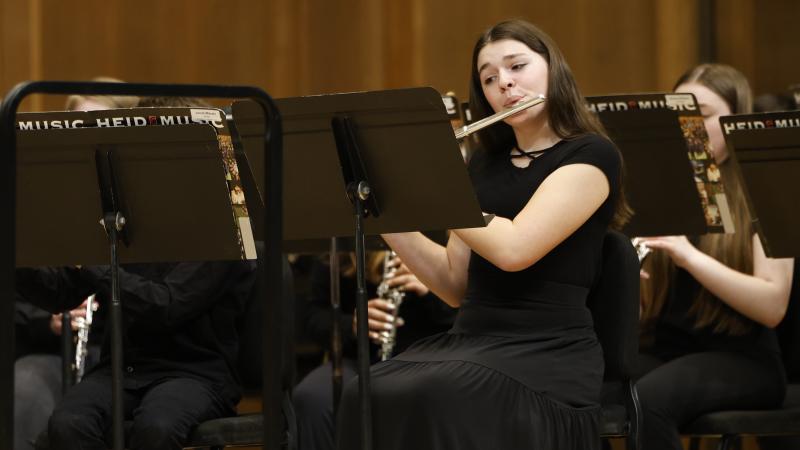 Flutists on stage at Chapel